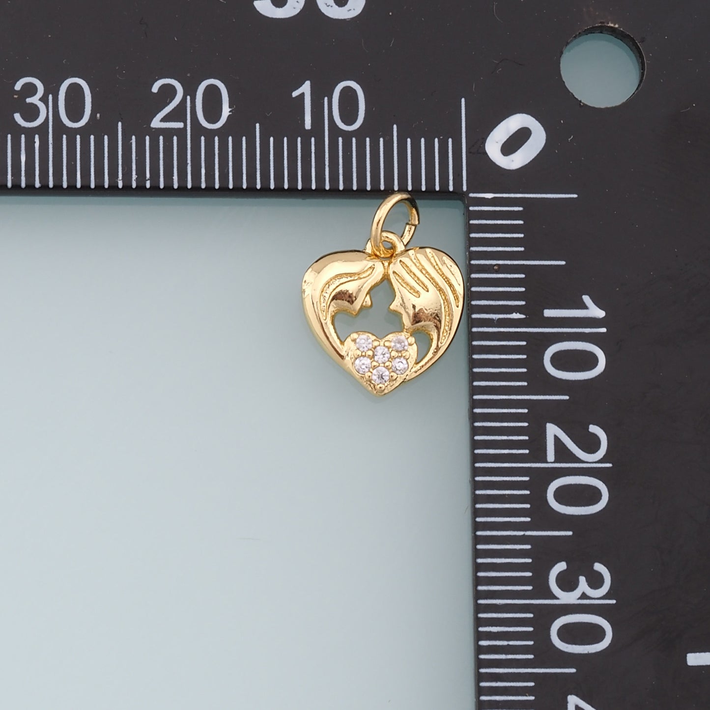 Gold Heart Charms,18K Gold Filled Heart Pendant,CZ Micro Pave Heart Charm Bracelet Necklace for DIY Jewelry Making Supply
