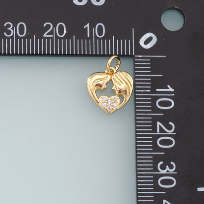 Gold Heart Charms,18K Gold Filled Heart Pendant,CZ Micro Pave Heart Charm Bracelet Necklace for DIY Jewelry Making Supply