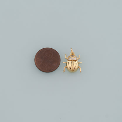 Gold Beetle Charms,18K Gold Filled Beetle Pendant,CZ Micro Pave Insect Charm Bracelet Necklace for DIY Jewelry Making Supply