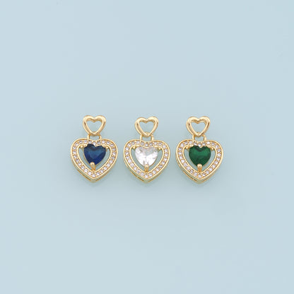 Gold Heart Charms,18K Gold Filled Heart Pendant,CZ Micro Pave Heart Charm Bracelet Necklace for DIY Jewelry Making Supply