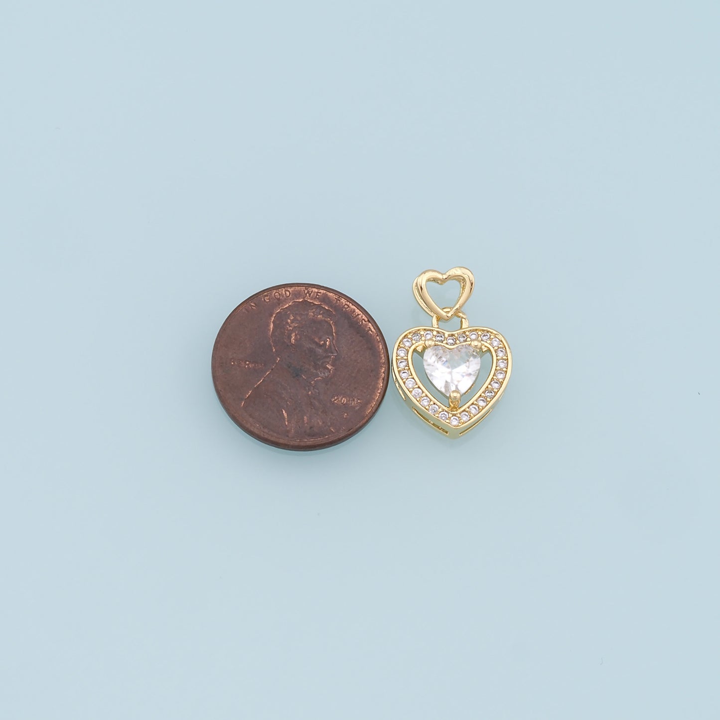 Gold Heart Charms,18K Gold Filled Heart Pendant,CZ Micro Pave Heart Charm Bracelet Necklace for DIY Jewelry Making Supply