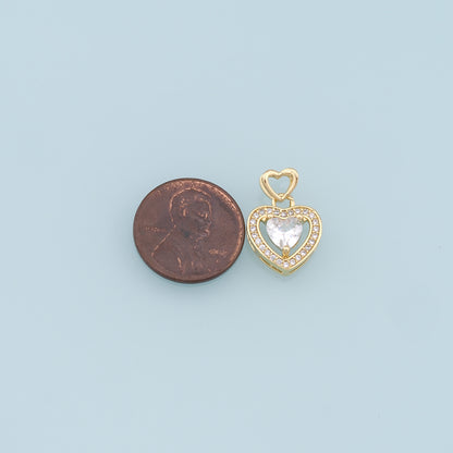 Gold Heart Charms,18K Gold Filled Heart Pendant,CZ Micro Pave Heart Charm Bracelet Necklace for DIY Jewelry Making Supply