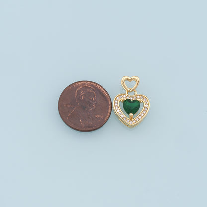 Gold Heart Charms,18K Gold Filled Heart Pendant,CZ Micro Pave Heart Charm Bracelet Necklace for DIY Jewelry Making Supply
