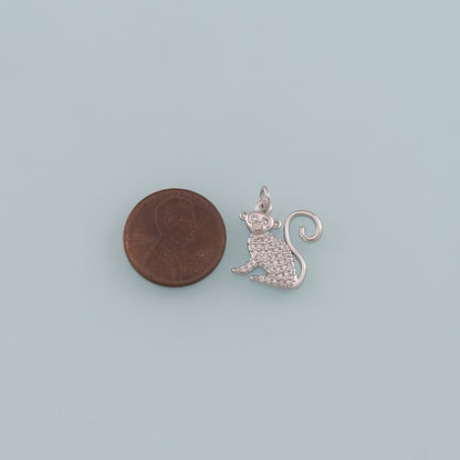 Gold Zoo Charms,18K Gold Filled Monkey Pendant,CZ Micro Pave Monkey Charm Bracelet Necklace for DIY Jewelry Making Supply