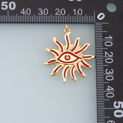 Gold Evil Eye Sun Charms,18K Gold Filled Evil Eye Pendant,Enamel Evil Eye Charm Bracelet Necklace for DIY Jewelry Making Supply