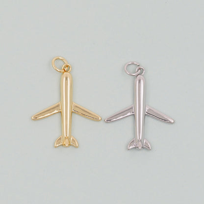 Gold Airplane Charms,18K Gold Filled Airplane Pendant,Airplane Charm Bracelet Necklace for DIY Jewelry Making Supply