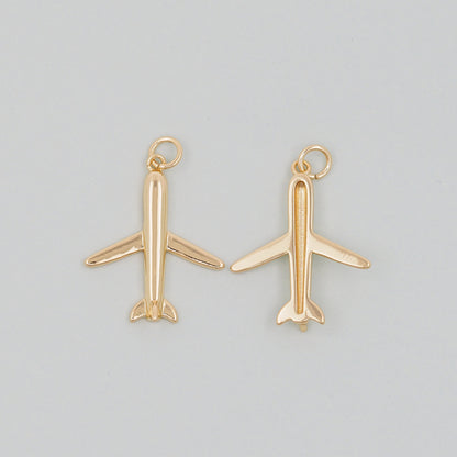Gold Airplane Charms,18K Gold Filled Airplane Pendant,Airplane Charm Bracelet Necklace for DIY Jewelry Making Supply
