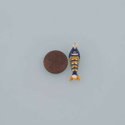 Gold Fish Charms,18K Gold Filled Enamel Fish Pendant,Cute Fish Charm Bracelet Necklace for DIY Jewelry Making Supply