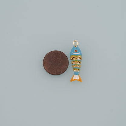 Gold Fish Charms,18K Gold Filled Enamel Fish Pendant,Cute Fish Charm Bracelet Necklace for DIY Jewelry Making Supply