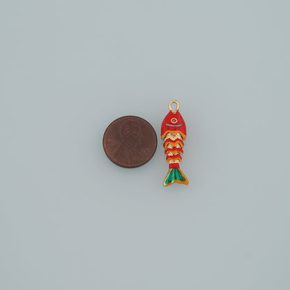 Gold Fish Charms,18K Gold Filled Enamel Fish Pendant,Cute Fish Charm Bracelet Necklace for DIY Jewelry Making Supply