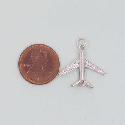Gold Airplane Charms,18K Gold Filled Airplane Pendant,CZ Airplane Charm Bracelet Necklace for DIY Jewelry Making Supply
