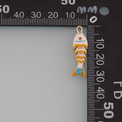 Gold Fish Charms,18K Gold Filled Enamel Fish Pendant,Cute Fish Charm Bracelet Necklace for DIY Jewelry Making Supply