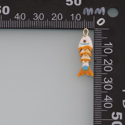Gold Fish Charms,18K Gold Filled Enamel Fish Pendant,Cute Fish Charm Bracelet Necklace for DIY Jewelry Making Supply