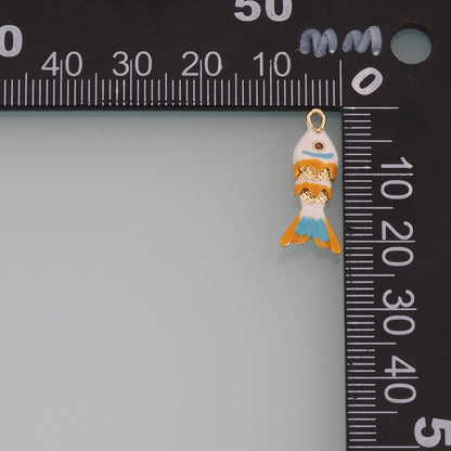 Gold Fish Charms,18K Gold Filled Enamel Fish Pendant,Cute Fish Charm Bracelet Necklace for DIY Jewelry Making Supply