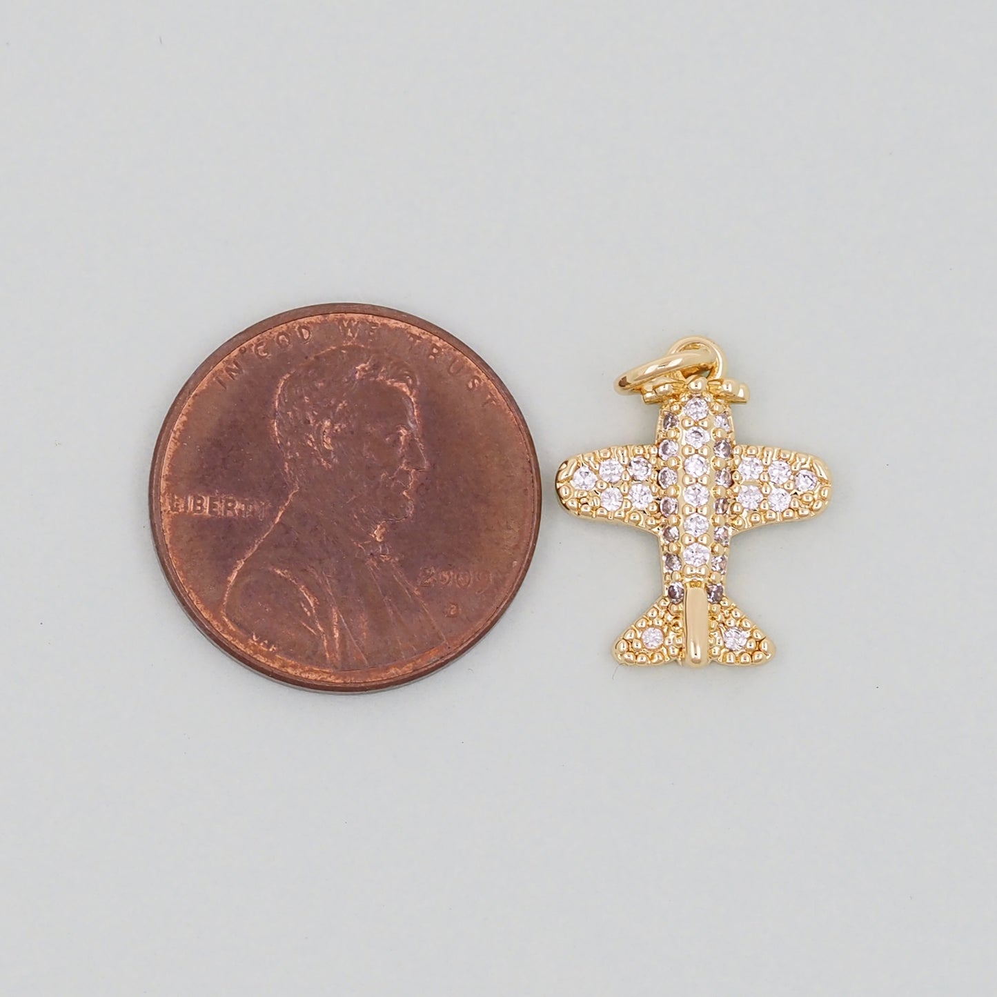 Gold Airplane Charms,18K Gold Filled Airplane Pendant,CZ Airplane Charm Bracelet Necklace for DIY Jewelry Making Supply