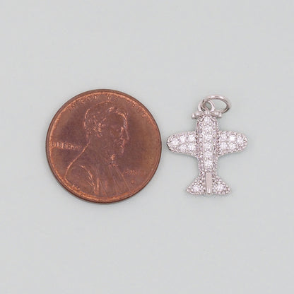 Gold Airplane Charms,18K Gold Filled Airplane Pendant,CZ Airplane Charm Bracelet Necklace for DIY Jewelry Making Supply