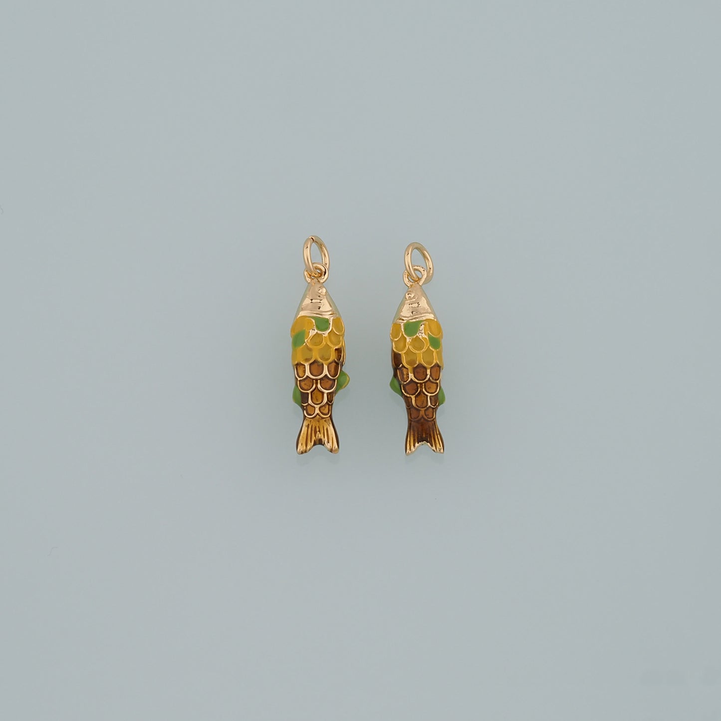 Gold Fish Charms,18K Gold Filled Enamel Fish Pendant,Cute Fish Charm Bracelet Necklace for DIY Jewelry Making Supply