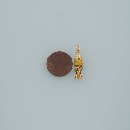 Gold Fish Charms,18K Gold Filled Enamel Fish Pendant,Cute Fish Charm Bracelet Necklace for DIY Jewelry Making Supply