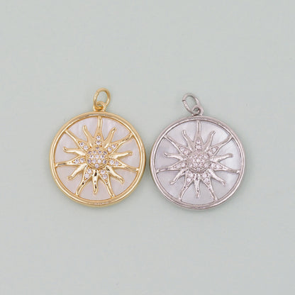 Gold Sun Charms,18K Gold Filled Sun Pendant,celestial  Charm Bracelet Necklace for DIY Jewelry Making Supply