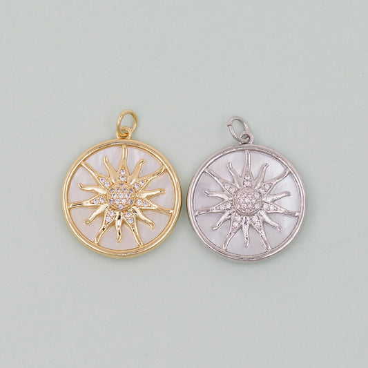 Gold Sun Charms,18K Gold Filled Sun Pendant,celestial  Charm Bracelet Necklace for DIY Jewelry Making Supply