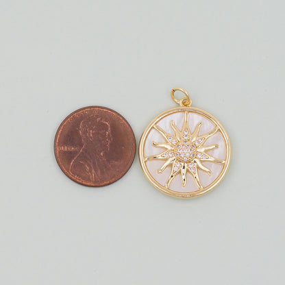 Gold Sun Charms,18K Gold Filled Sun Pendant,celestial  Charm Bracelet Necklace for DIY Jewelry Making Supply