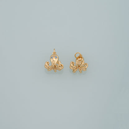 Gold Sea Life Charms,18K Gold Filled Octopus Pendant,Octopus Charm Bracelet Necklace for DIY Jewelry Making Supply