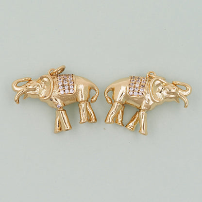 Gold Elephant Charms,18K Gold Filled CZ Elephant Pendant,Elephant Charm Bracelet Necklace for DIY Jewelry Making Supply