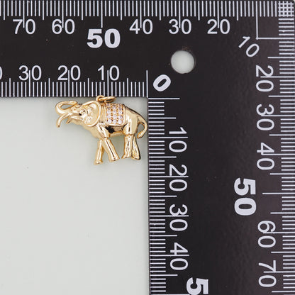 Gold Elephant Charms,18K Gold Filled CZ Elephant Pendant,Elephant Charm Bracelet Necklace for DIY Jewelry Making Supply