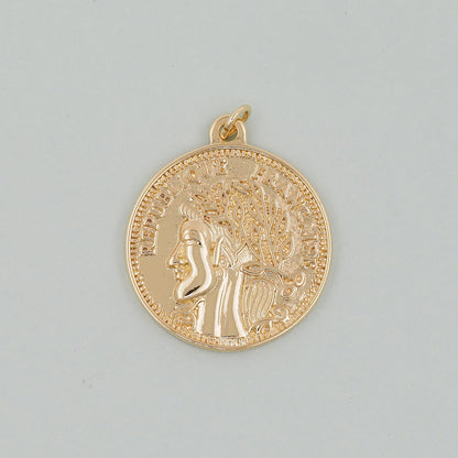 Gold Geometry Charms,18K Gold Filled Round Coin Pendant,geometry Charm Bracelet Necklace for DIY Jewelry Making Supply
