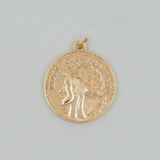 Gold Geometry Charms,18K Gold Filled Round Coin Pendant,geometry Charm Bracelet Necklace for DIY Jewelry Making Supply