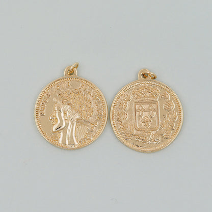 Gold Geometry Charms,18K Gold Filled Round Coin Pendant,geometry Charm Bracelet Necklace for DIY Jewelry Making Supply