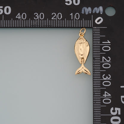 Gold Fish Charms,18K Gold Filled Fish Pendant,Ocean Charm Bracelet Necklace for DIY Jewelry Making Supply