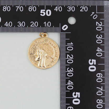 Gold Geometry Charms,18K Gold Filled Round Coin Pendant,geometry Charm Bracelet Necklace for DIY Jewelry Making Supply