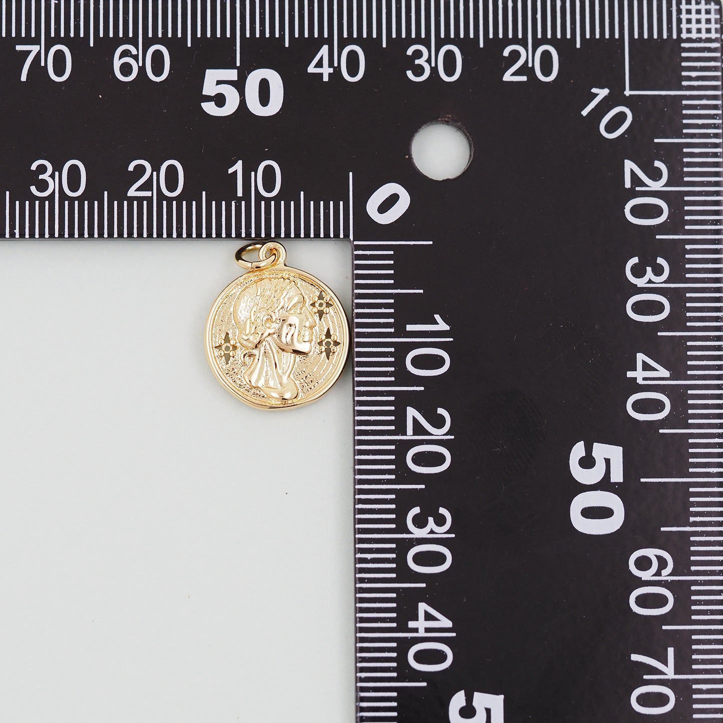 Gold Geometry Charms,18K Gold Filled Round Coin Pendant,geometry Charm Bracelet Necklace for DIY Jewelry Making Supply