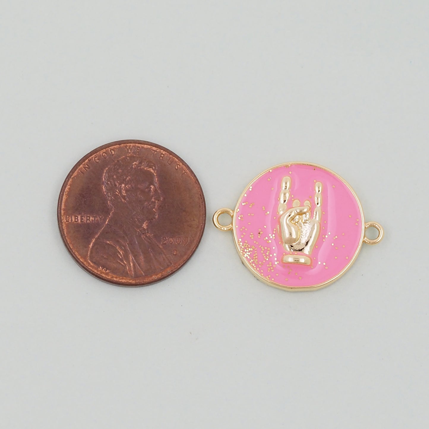 Gold gesture Charms,18K Gold Filled Round Coin Hand Pendant,Hand Charm Bracelet Necklace for DIY Jewelry Making Supply