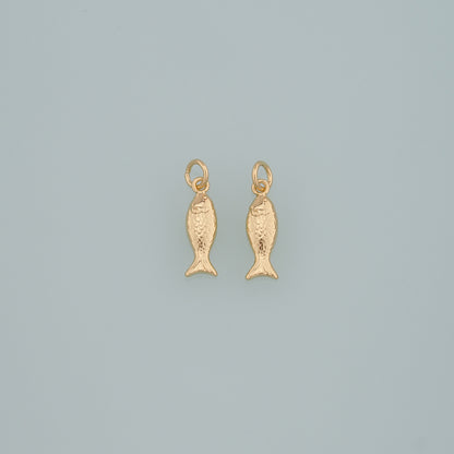Gold Fish Charms,18K Gold Filled Fish Pendant,Ocean Charm Bracelet Necklace for DIY Jewelry Making Supply