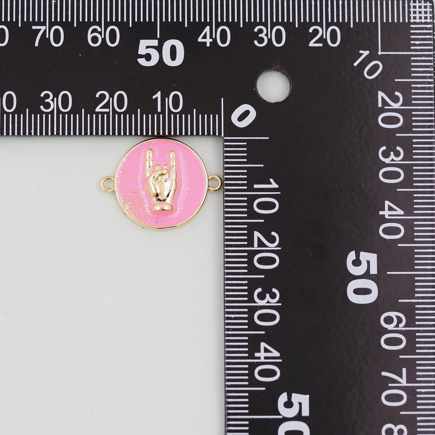 Gold gesture Charms,18K Gold Filled Round Coin Hand Pendant,Hand Charm Bracelet Necklace for DIY Jewelry Making Supply