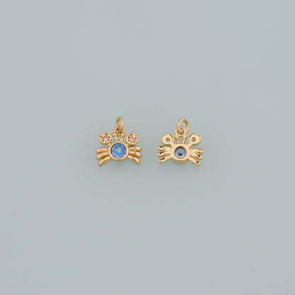 Gold Marine Life Charms,18K Gold Filled Crab Pendant,CZ Micro Pave Crab Charms Bracelet Necklace for DIY Jewelry Making Supply