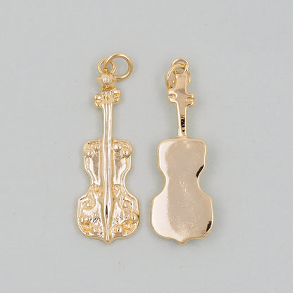 Gold Guitar Charms,18K Gold Filled Guitar Pendant,Guitar  Charm Bracelet Necklace for DIY Jewelry Making Supply