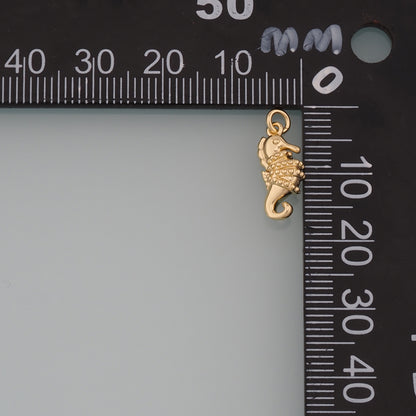 18K Gold Filled Seahorse Pendant,Seahorse Charm Bracelet Necklace for DIY Jewelry Making Supply