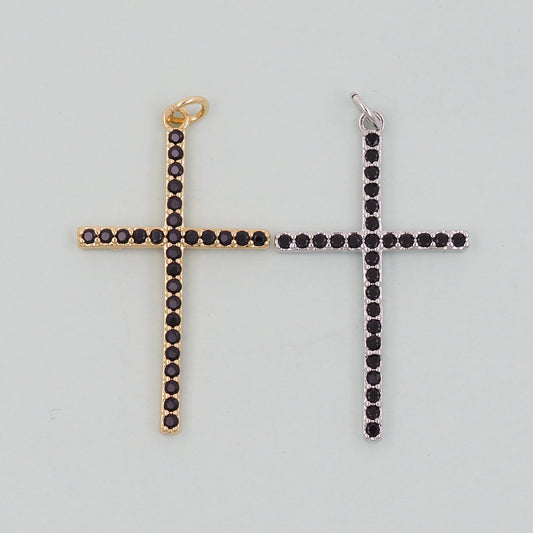 Gold Cross Charms,18K Gold Filled CZ Cross Pendant,Religious Charm Bracelet Necklace for DIY Jewelry Making Supply