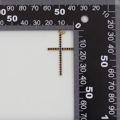 Gold Cross Charms,18K Gold Filled CZ Cross Pendant,Religious Charm Bracelet Necklace for DIY Jewelry Making Supply