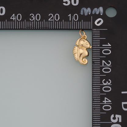 18K Gold Filled Seahorse Pendant,Seahorse Charm Bracelet Necklace for DIY Jewelry Making Supply