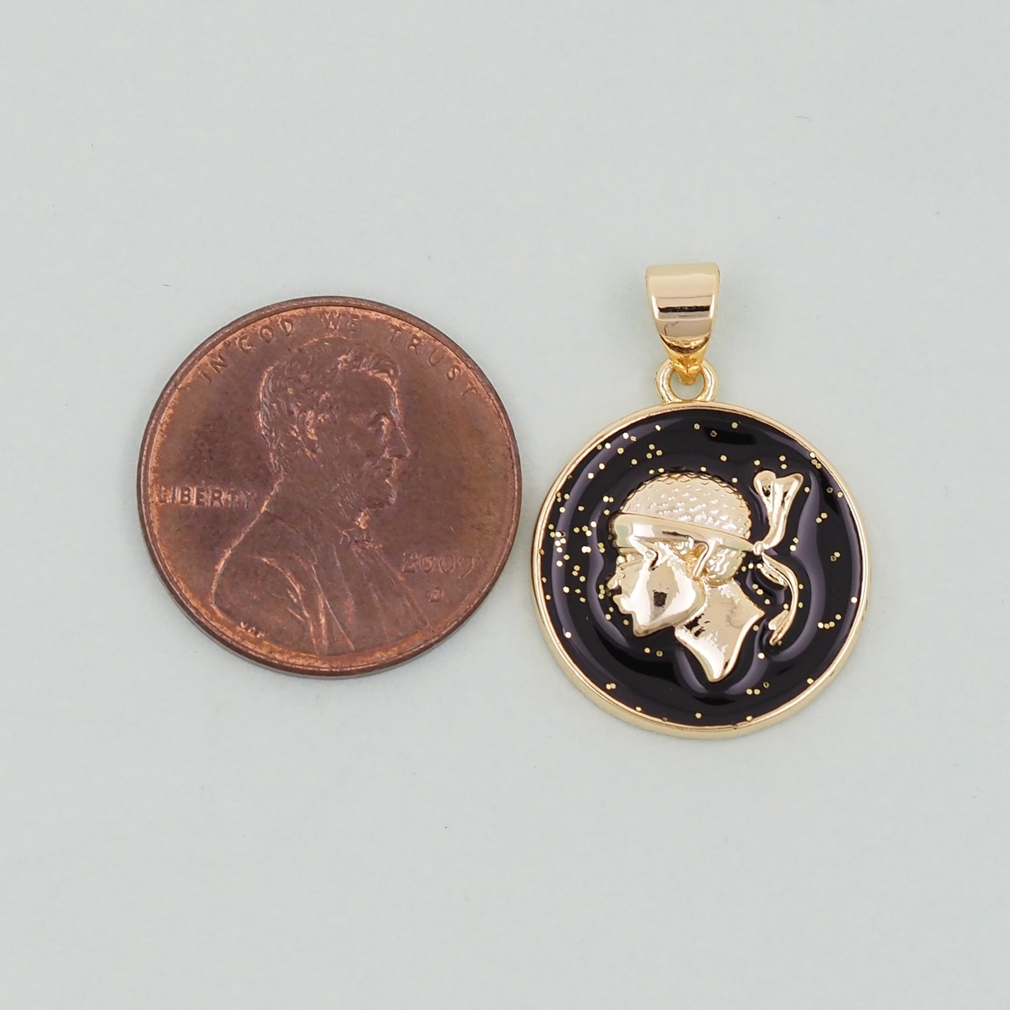 Gold Geometry Enamel Charms,18K Gold Filled Round Coin Pendant,geometry Charm Bracelet Necklace for DIY Jewelry Making Supply