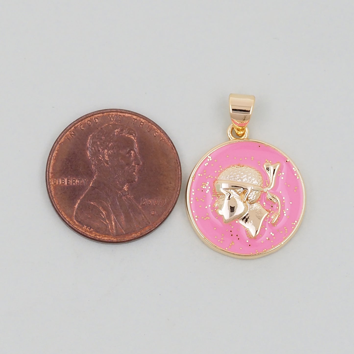 Gold Geometry Enamel Charms,18K Gold Filled Round Coin Pendant,geometry Charm Bracelet Necklace for DIY Jewelry Making Supply
