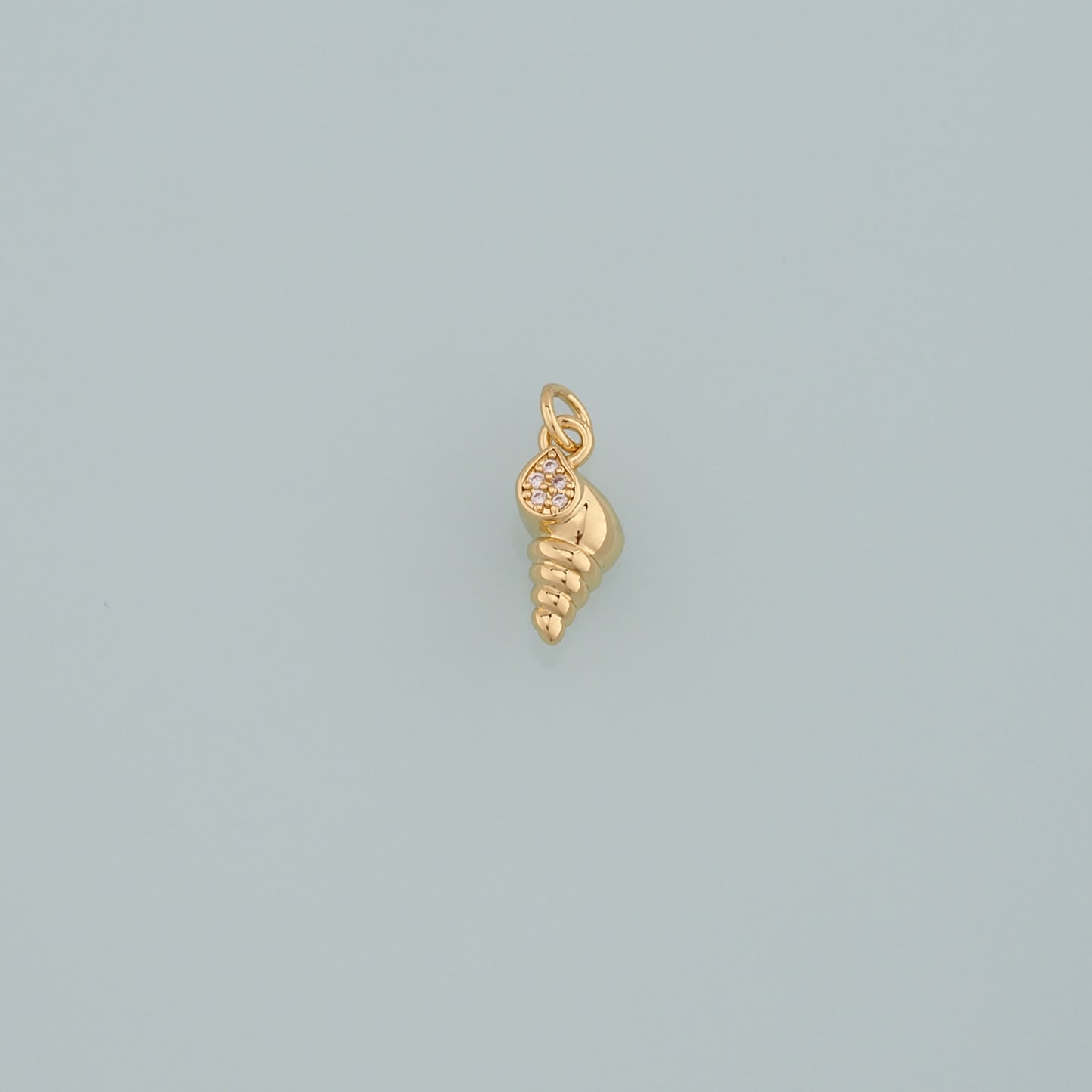 Gold Shell Charms,18K Gold Filled Conch Pendant,CZ Micro Pave Conch Shell Charm Bracelet Necklace for DIY Jewelry Making Supply