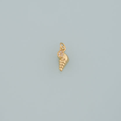 Gold Shell Charms,18K Gold Filled Conch Pendant,CZ Micro Pave Conch Shell Charm Bracelet Necklace for DIY Jewelry Making Supply
