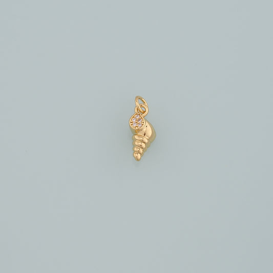 Gold Shell Charms,18K Gold Filled Conch Pendant,CZ Micro Pave Conch Shell Charm Bracelet Necklace for DIY Jewelry Making Supply