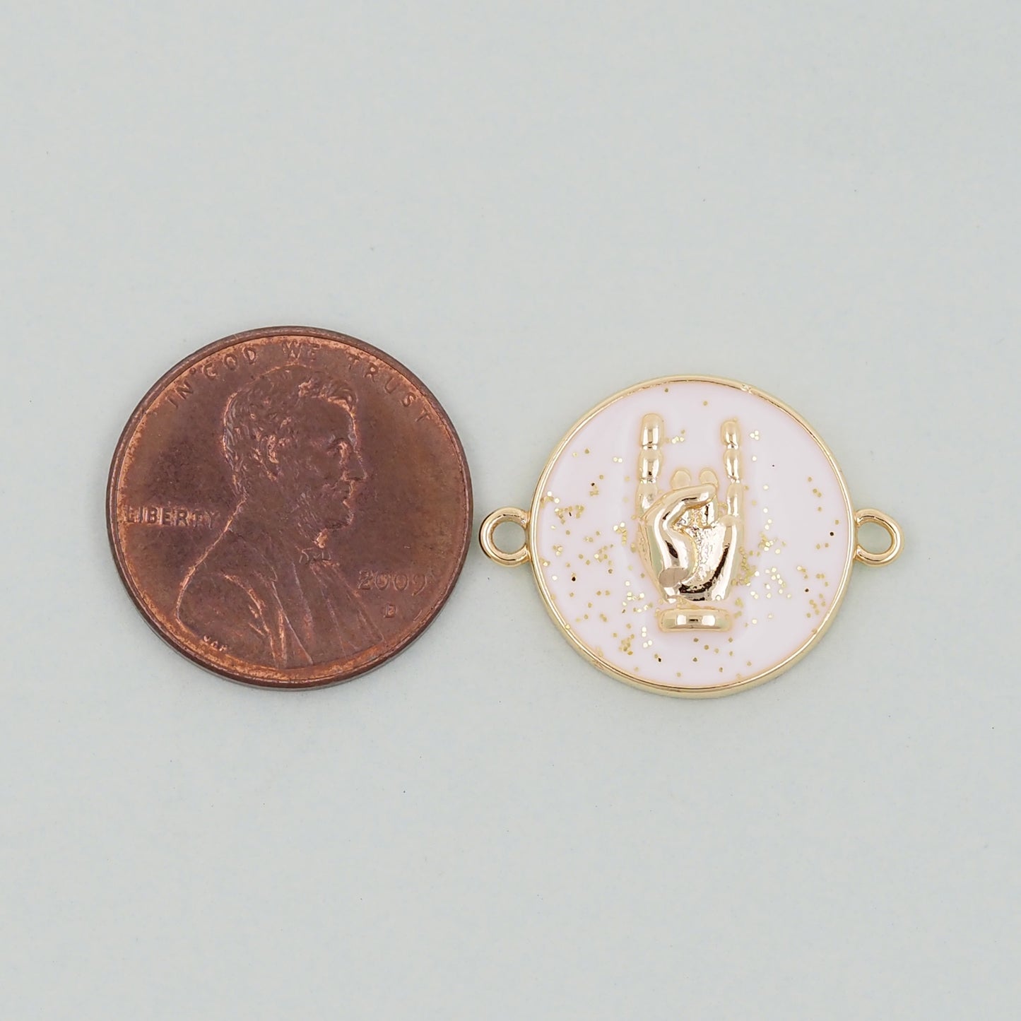 Gold gesture Connector Charms,18K Gold Filled Round Coin Hand Pendant,Hand Charm Bracelet Necklace for DIY Jewelry Making Supply
