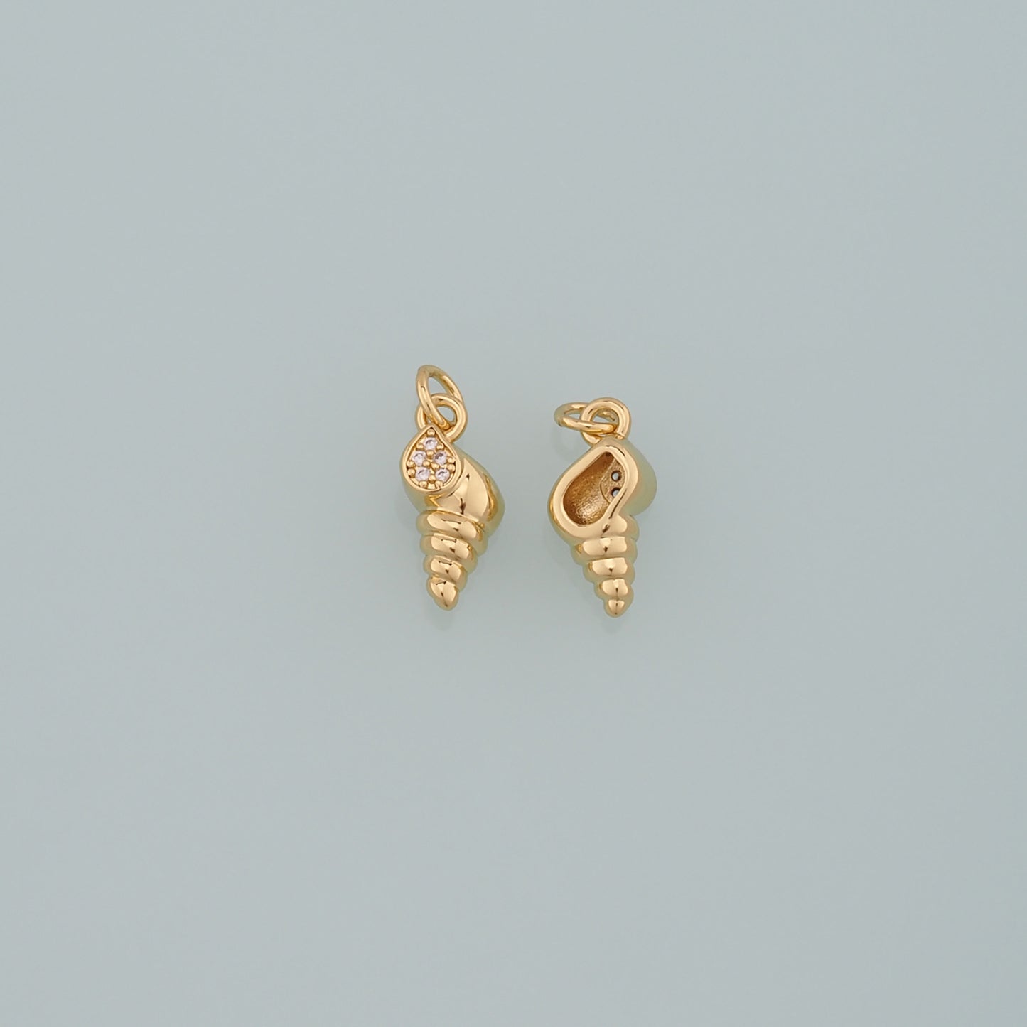 Gold Shell Charms,18K Gold Filled Conch Pendant,CZ Micro Pave Conch Shell Charm Bracelet Necklace for DIY Jewelry Making Supply
